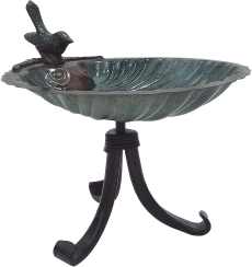 Achla 11 Inch Scallop Shell Birdbath with Tripod Stand