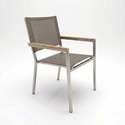 Royal Teak Collection Stainless Steel Stacking Dining Chair with Sling