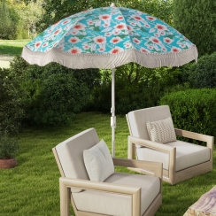 Costway 6.5 Foot Outdoor Tassel Beach Umbrella