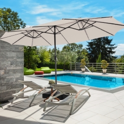 Costway 15 Foot Double-Sided 12 Rib Patio Umbrella with Solar Lights