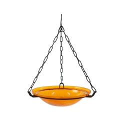 Achla 14 Inch Hanging Crackle Glass Birdbath