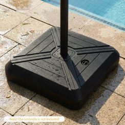 Costway 32 Inch Fillable Screw-On Cantilever Umbrella Base with Wheels