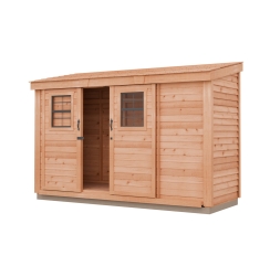 Outdoor Living Today 12 x 4 Foot SpaceSaver Lean-To Sliding Door Cedar Shed
