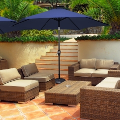 Costway 9 Foot Tilting Patio Market Umbrella with Solar Lights