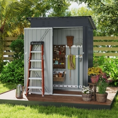 Costway 5 x 3 Foot Galvanized Steel Slant Roof Storage Shed