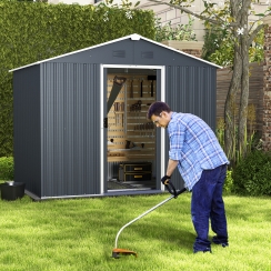 Costway 8 x 6 Foot Galvanized Steel Storage Shed with Ventilated Panels