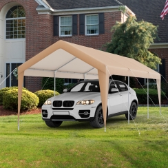 Costway 10 x 20 Foot All Weather Carport with Galvanized Steel Frame and Sidewalls