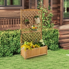 Costway 36 Inch Wood Raised Garden Bed with Climbing Trellis