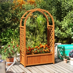 Costway 33 Inch Raised Garden Box with Arched Climbing Trellis