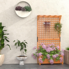 Costway 36 Inch Wooden Raised Garden Bed with Trellis and Hanging Roof