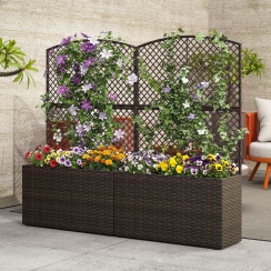 Costway 49 Inch Tall Trellis and Box Raised Garden Bed - Set of 2
