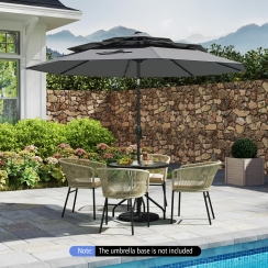 Costway 10 Foot Three Tier Patio Umbrella with Solar Lights