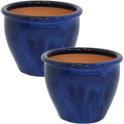 Sunnydaze 12 Inch Chalet Ceramic Planter - 2 Pack