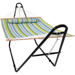 Sunnydaze Two-Person Quilted Hammock with Universal Steel Stand