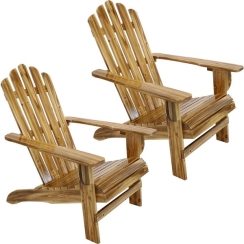 Sunnydaze Rustic Wooden Adirondack Chair with Light Charred Finish - Set of 2