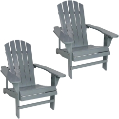 Sunnydaze Coastal Bliss Wooden Adirondack Chair - Set of 2