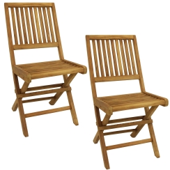 Sunnydaze Nantasket Teak Wood Outdoor Folding Patio Chair - Set of 2