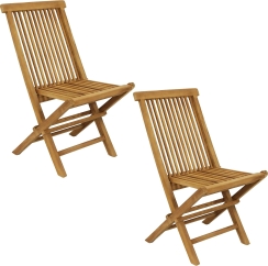 Sunnydaze Hyannis Teak Wood Outdoor Folding Patio Chair - Set of 2