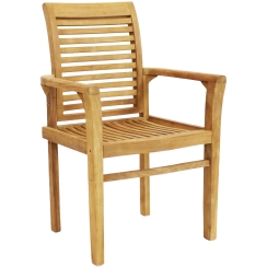 Sunnydaze Teak Wood Outdoor Patio Dining Armchair