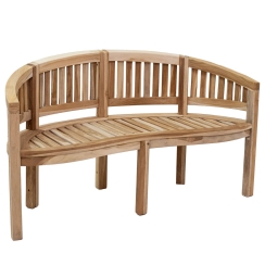 Sunnydaze 59 Inch Outdoor Teak Wood Banana Bench