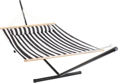 Sunnydaze Two-Person Freestanding Quilted Fabric Hammock with Stand
