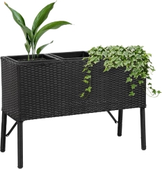 Sunnydaze Wicker Raised Planter Box