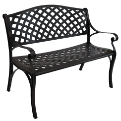 Sunnydaze Two-Person Checkered Cast Aluminum Garden Bench