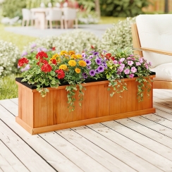 Costway 40 Inch Fir Wood Raised Garden Bed with Liner