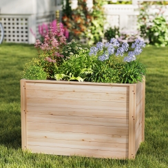 Costway 40 x 25 Inch Wooden Raised Garden Planter Box with Open Base