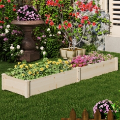 Costway 90 Inch Extra-Long Open Base Wooden Raised Garden Bed with Divider Grid
