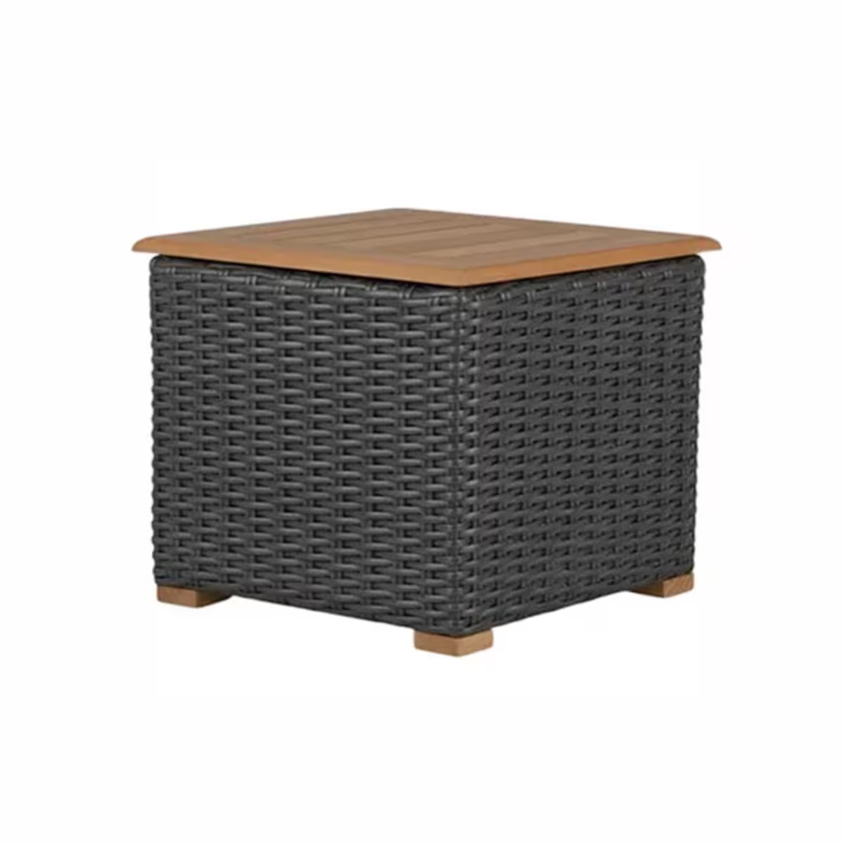 Royal Teak Collection Grey Wicker Boca Side Table with Storage