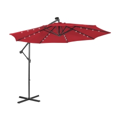 Costway 10 Foot Tilting Cantilever Patio Umbrella with Solar Power Lights