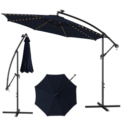 Costway 10 Foot Offset Patio Umbrella with 112 Solar Lights