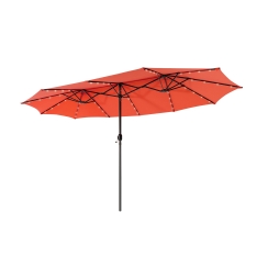 Costway 15 x 9 Foot Twin Solar Light Patio Umbrella