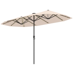 Costway 13 x 7 Foot Solar LED Light Patio Umbrella