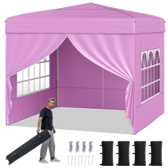 Costway 10 x 10 Foot Pop-Up Commercial Sun Shelter Canopy with Sidewalls