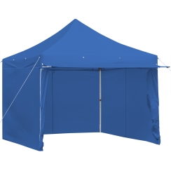 Costway 10 x 10 Foot Zippered Sidewall Pop-Up Gazebo Canopy with Extended Awning