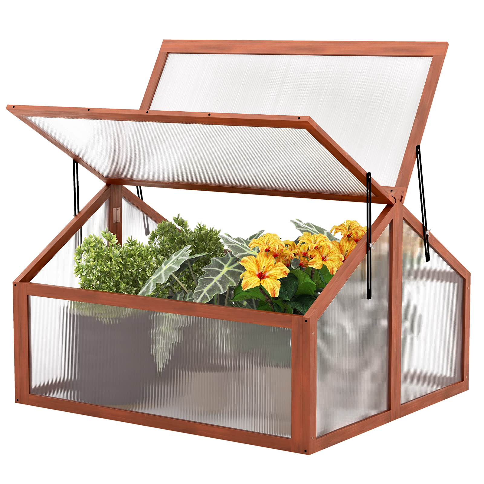 Costway 36 x 32 Inch Double Wooden Greenhouse Box
