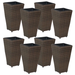 Sunnydaze 24 Inch Polyrattan Square Tall Wicker Planter - 8 Pack