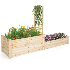 Costway 88 Inch Multi-Level Raised Garden Bed with Trellis