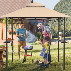 Costway 8 x 5 Foot Double-Tiered Barbecue Grill Gazebo