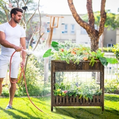 Costway 3 Foot Two-Tiered Elevated Garden Bed for Vegetables and Flowers