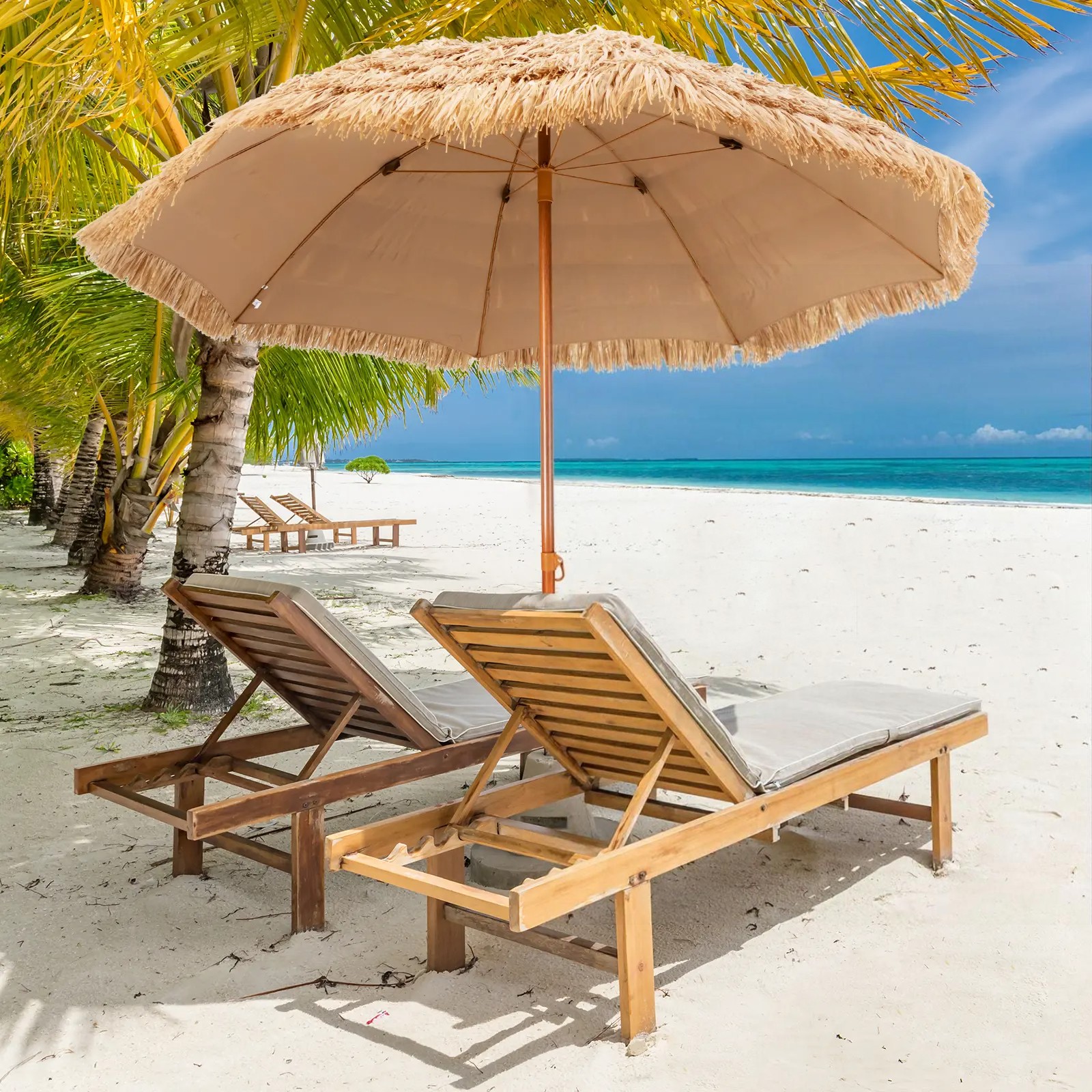 Costway 8 Foot Thatched Beach Umbrella