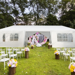 Costway 30 x 10 Foot Wedding Party Canopy Tent with Sidewalls and Doorways