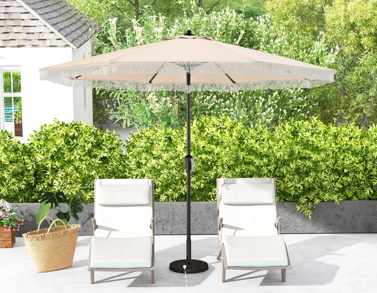 Costway 9 Foot Tassel Edge Patio Umbrella