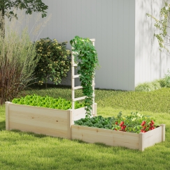 Costway 87 Inch Multi-Level Raised Garden Bed with Middle Trellis