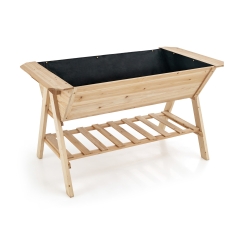 Costway 59 Inch Wooden A-Frame Elevated Garden Box with Liner
