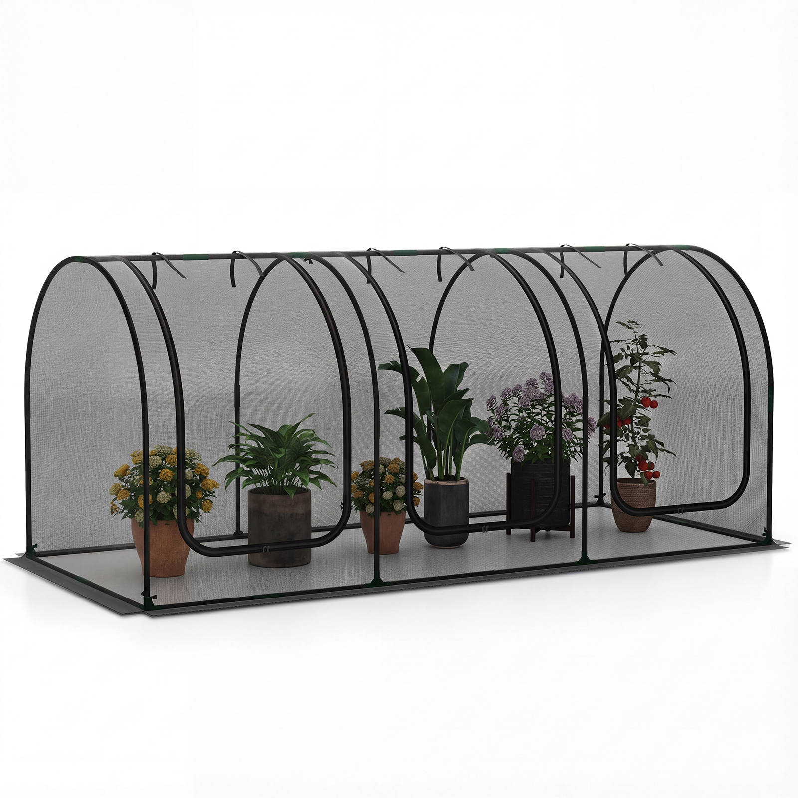 Costway 108 x 48 Inch Portable Tunnel Greenhouse with 3 Roll-Up Doors