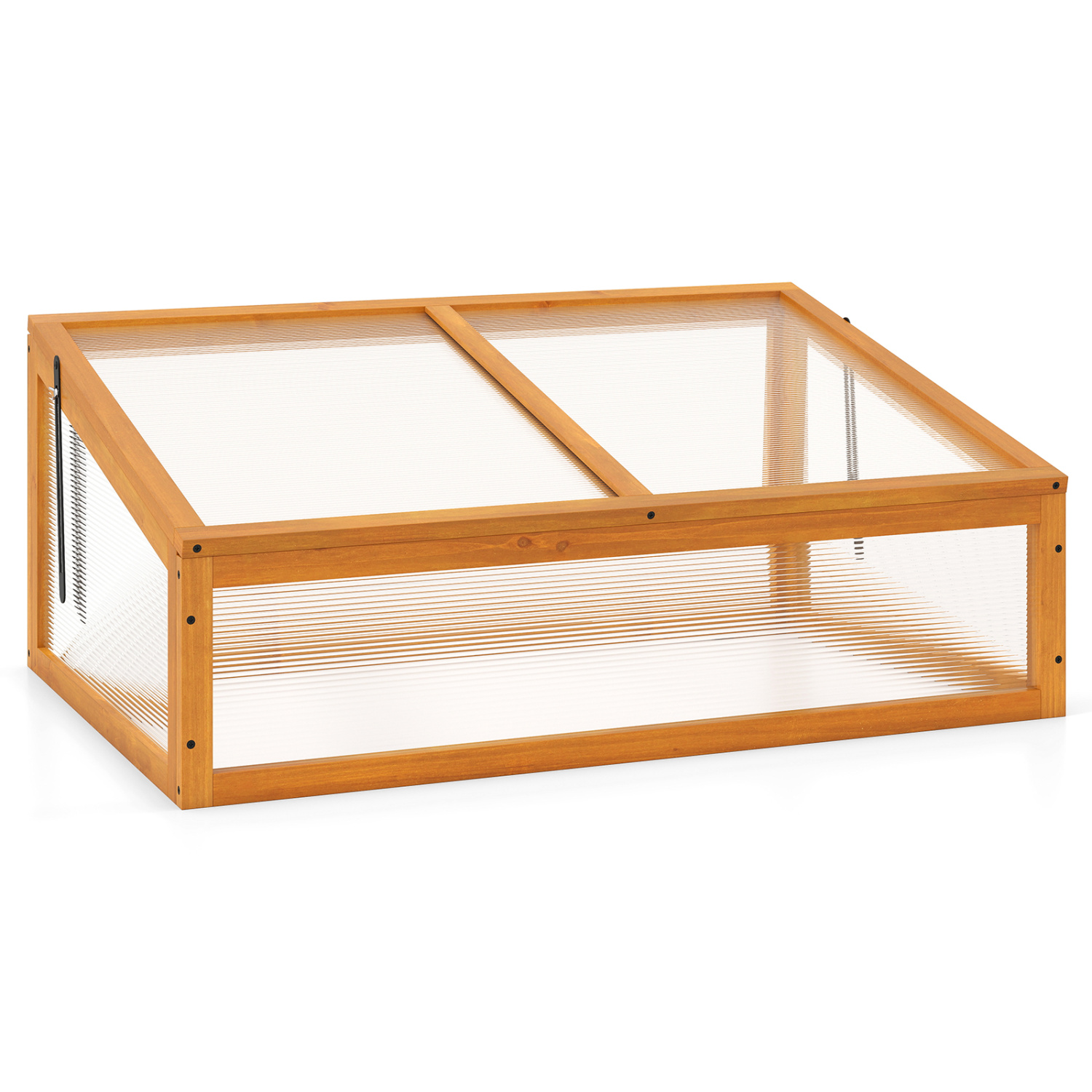 Costway 37 x 25 Inch Wood Greenhouse Box with Flip-Top Roof