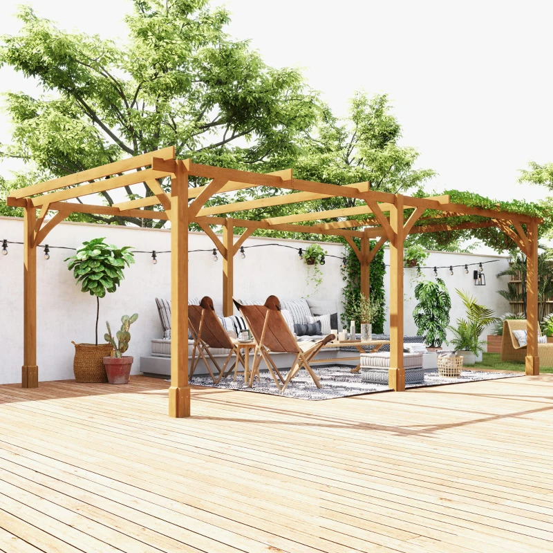 Outsunny 20 x 10 Foot Wood Pergola with Grape Trellis